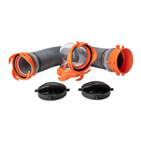 Camco front packaging showing complete tote tank sewer hose kit and quick identification benefit