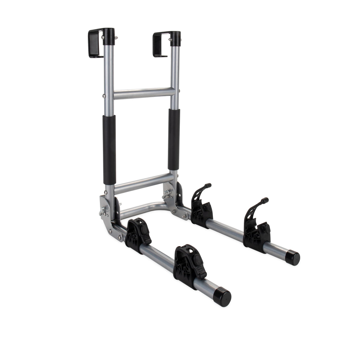 Camco front view ladder mount showing full rack installed and secure benefit of easy attachment
