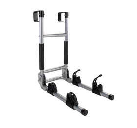 Camco front view ladder mount showing full rack installed and secure benefit of easy attachment