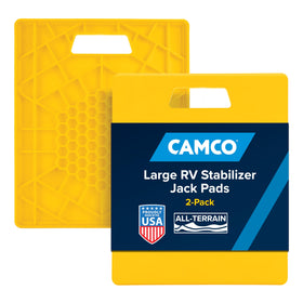 Camco front view of large jack pad pack showing durable base and stability benefit
