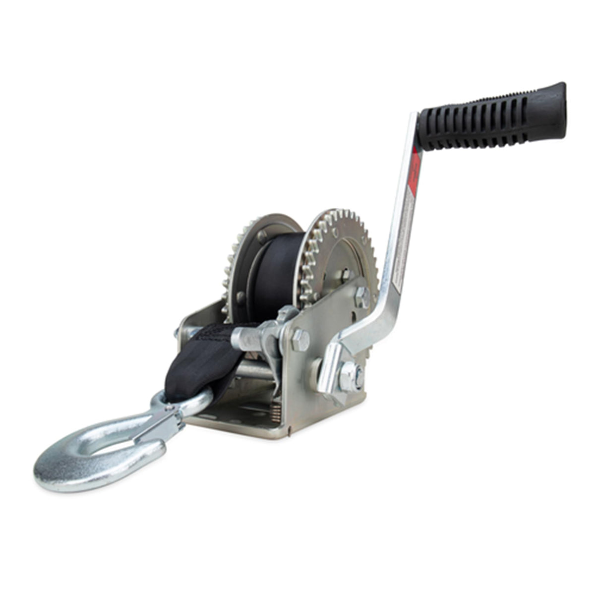 Camco front view winch showing overall build and mounting points for reliable use