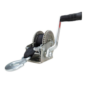 Camco front view winch showing overall build and mounting points for reliable use