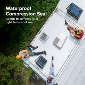 Camco gasket installed on RV roof demonstrating leak-prevention benefit