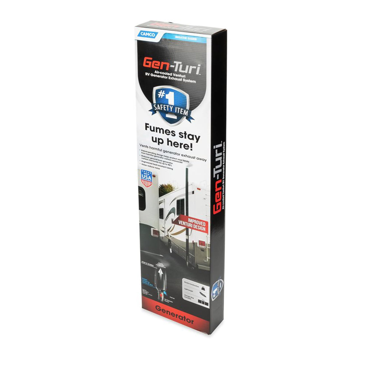 Camco Gen-Turi beside RV wheel showing lightweight, portable scale