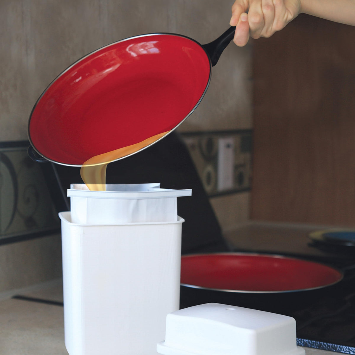 Camco foil-lined grease bag close-up showing heat-safe lining and leak protection