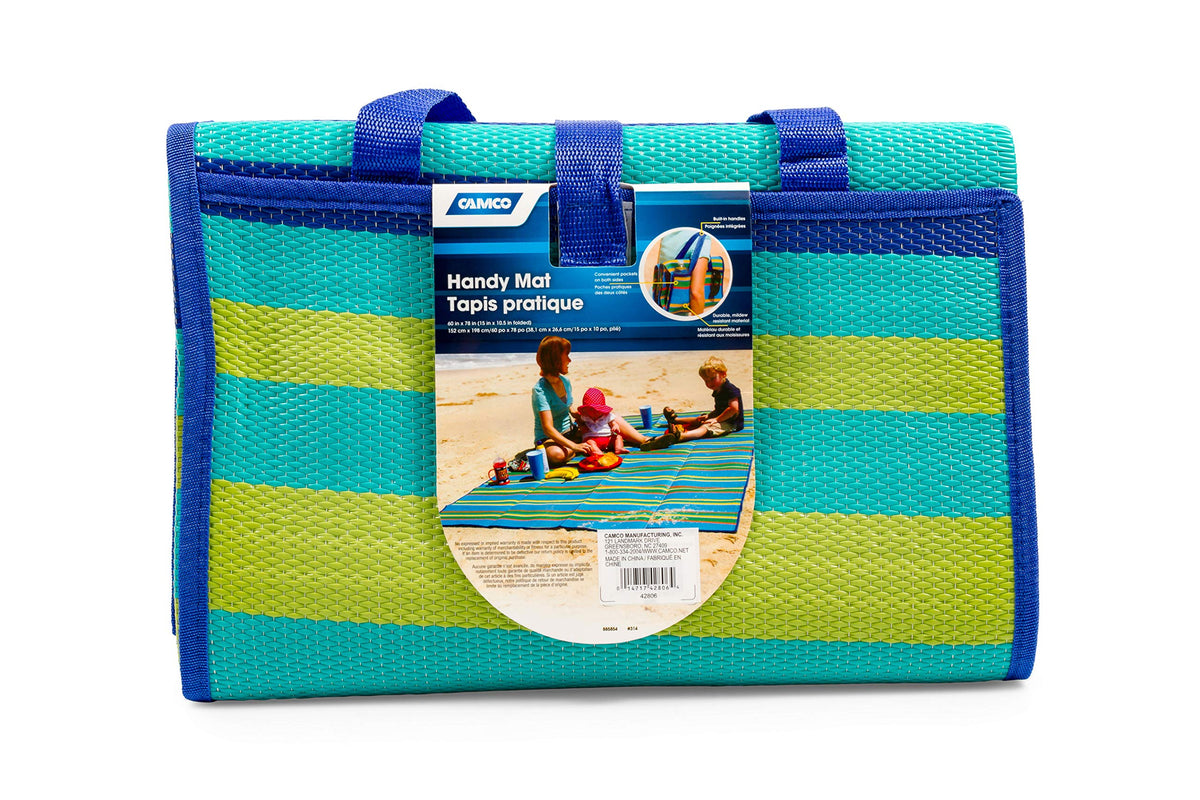 Camco handy mat size comparison with people showing room for four adults benefit