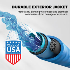 Camco inner tube cutaway revealing NSF certified drinking water lining for safe potable use