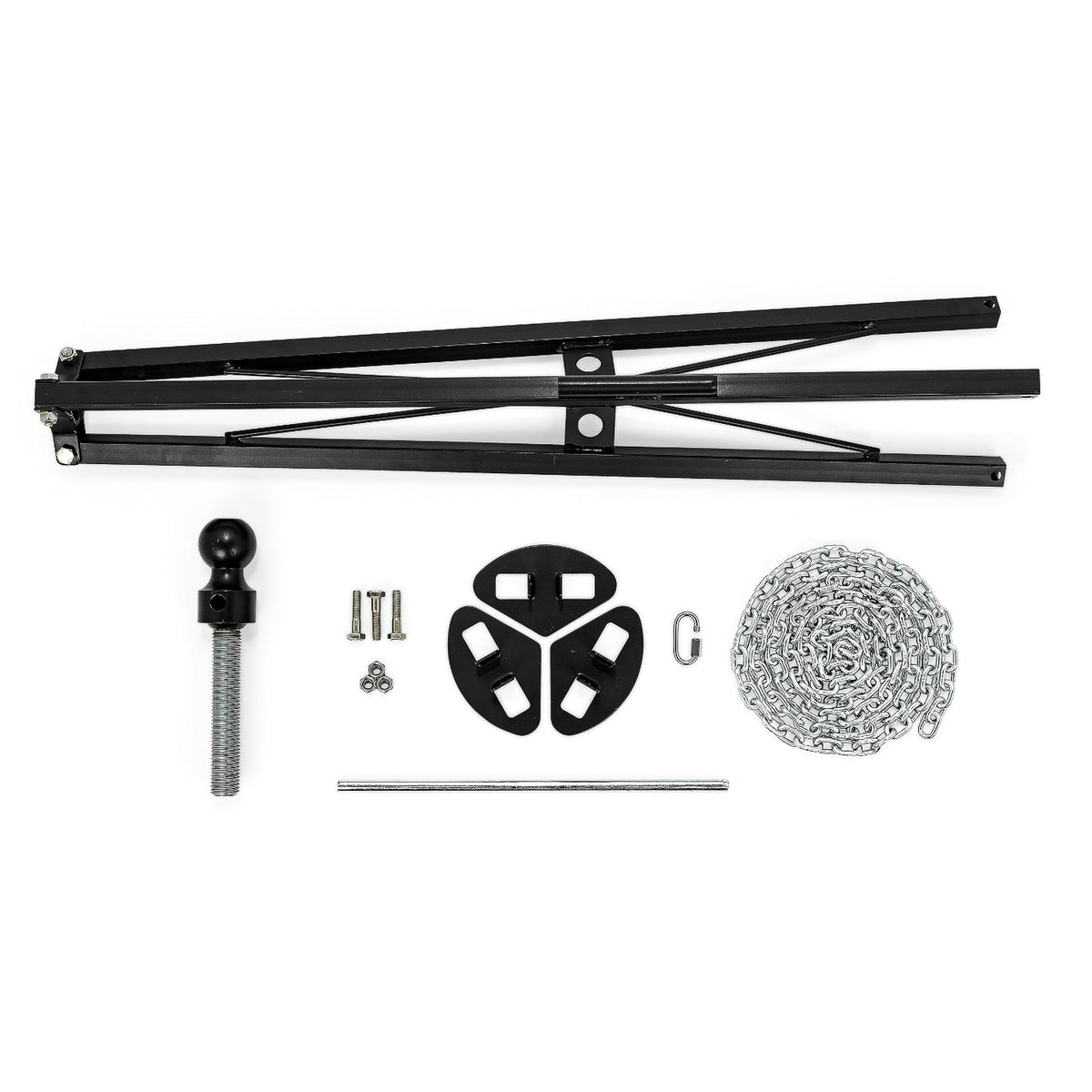 Camco stabilizer next to tape measure showing adjustable 30-to-44-inch height versatility
