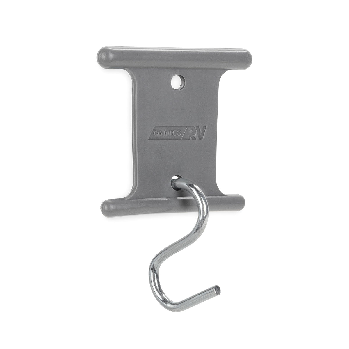 Camco holders installed on awning roller bar showing simple tool-free setup