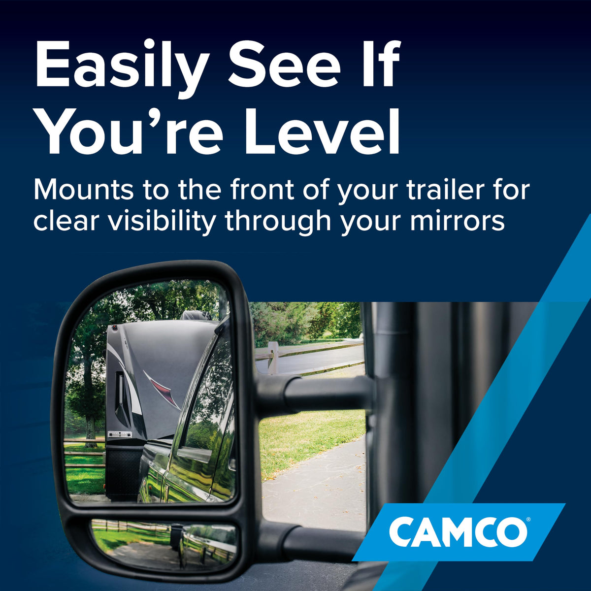 Camco on a campsite front view demonstrating faster, steadier setup