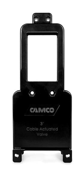 Camco lifestyle shot of RV sidewall-mounted valve showing convenient access benefit