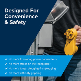 Camco offset design detail illustrating reduced cord strain and improved angle