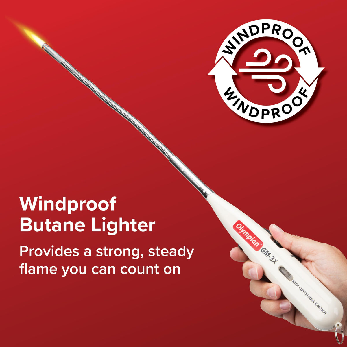 Camco Olympian GM-3X fuel window view showing visible butane level for timely refills