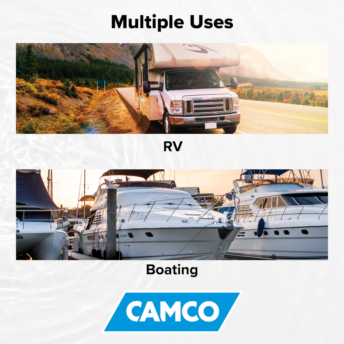 Camco packaging and label display lead-free certification for safe drinking water