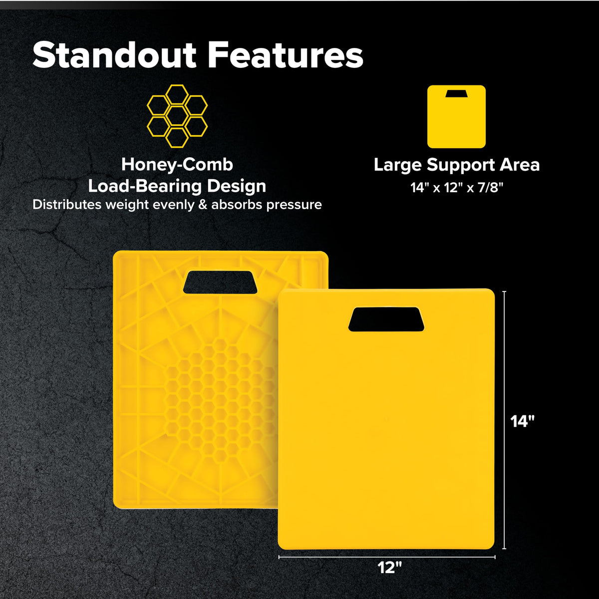 Camco pad supporting RV stabilizer on soft ground to prevent sinking benefit