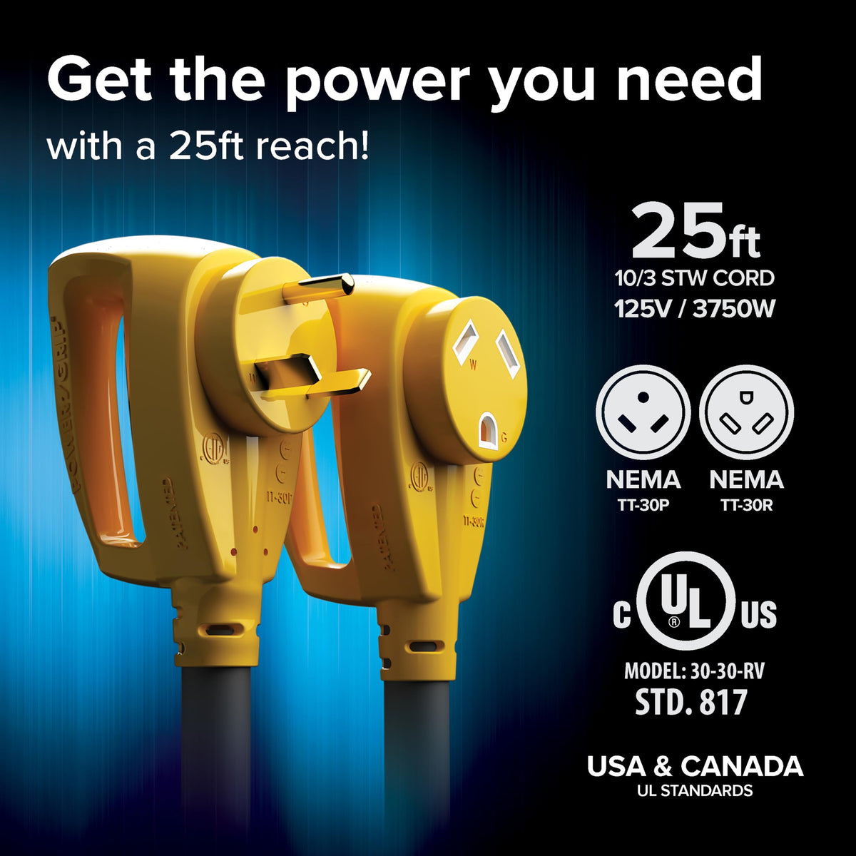 Camco Power Grip close-up of patented handle for easier gripping and control