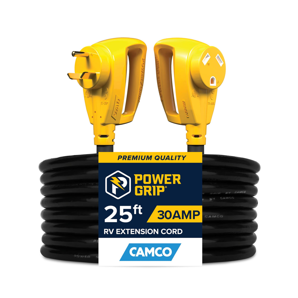Camco Power Grip front connection showing male and female ends for safer hookup