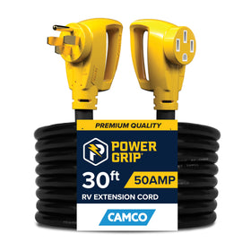 Camco Power Grip front view showing connectors and cord for reliable dual-purpose power