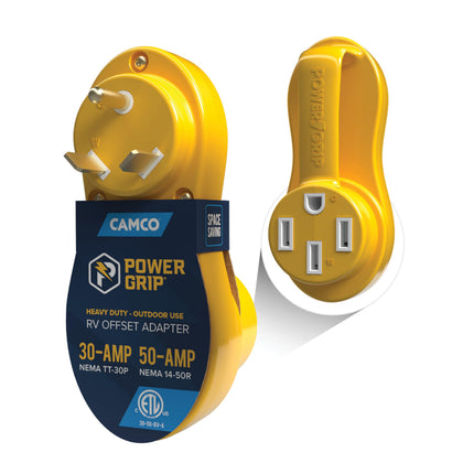 Camco front view of adapter showing secure connection and easy handling