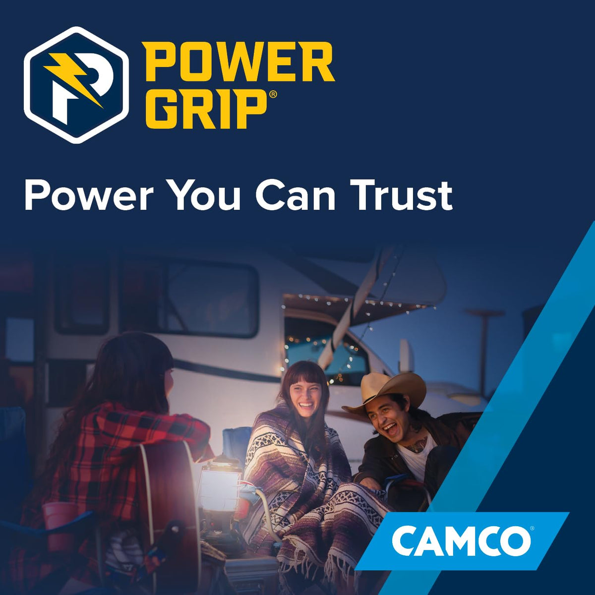 Camco plug connected at campground pedestal illustrating dependable shore power during travel benefit