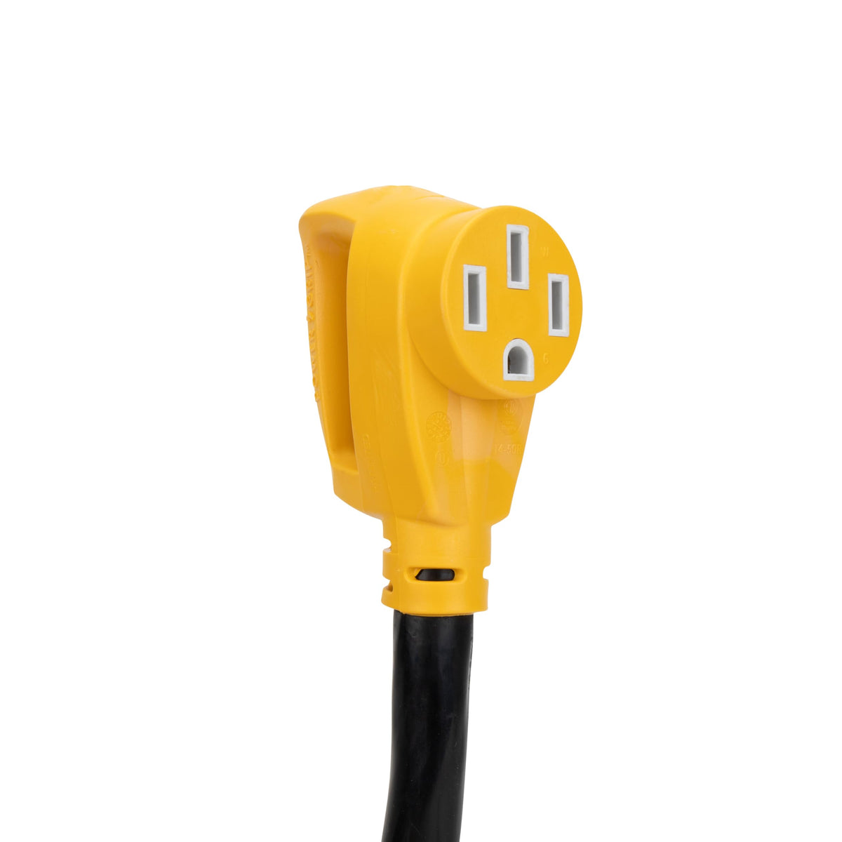 Camco cord beside measuring tape showing 15ft reach and portability benefit