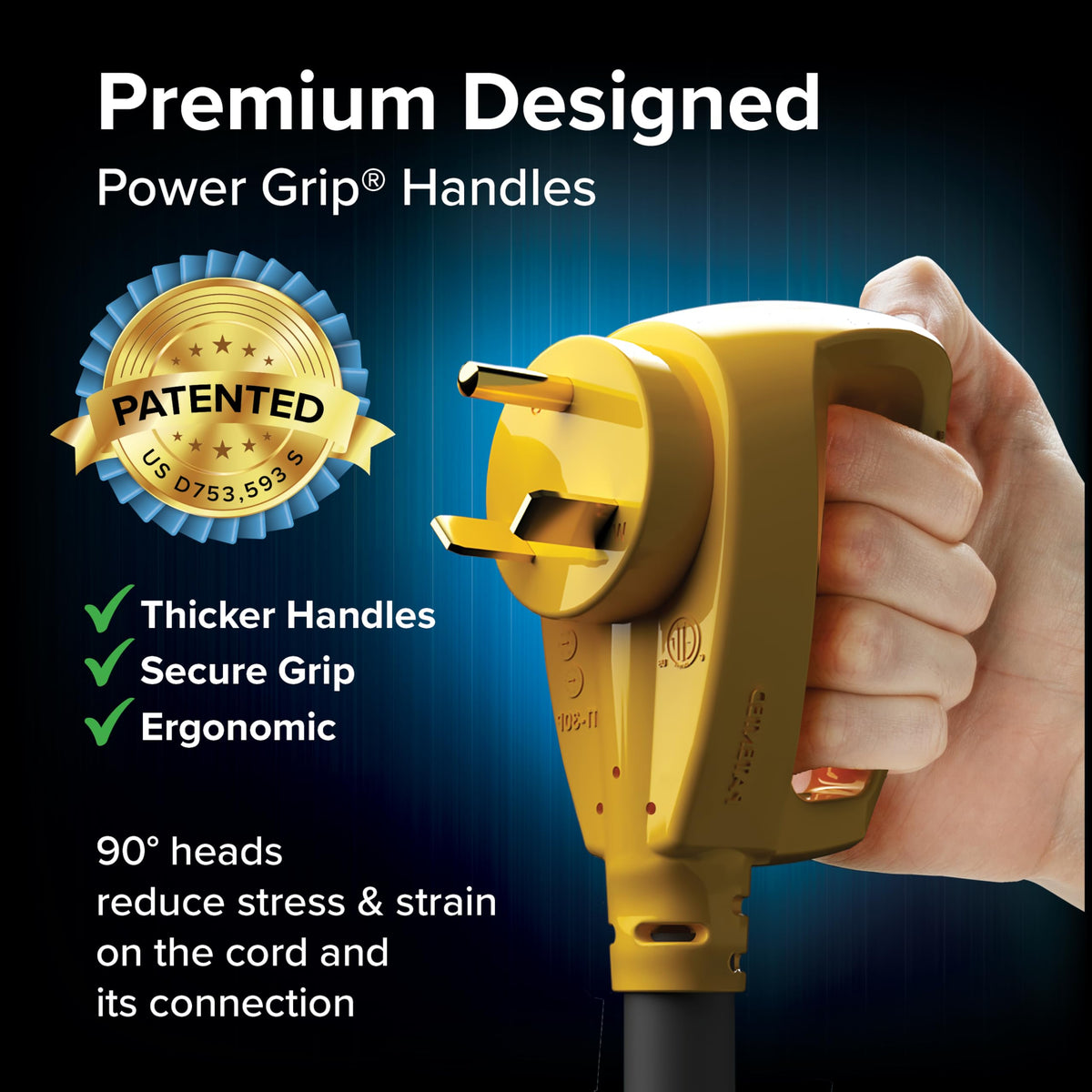 Camco PowerGrip coiled 50-foot cord for easy transport and reach