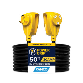 Camco PowerGrip front connector showing secure grip and safe plugging