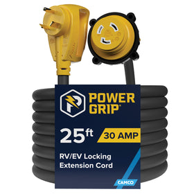 Camco PowerGrip front view showing connectors and length, durable outdoor power