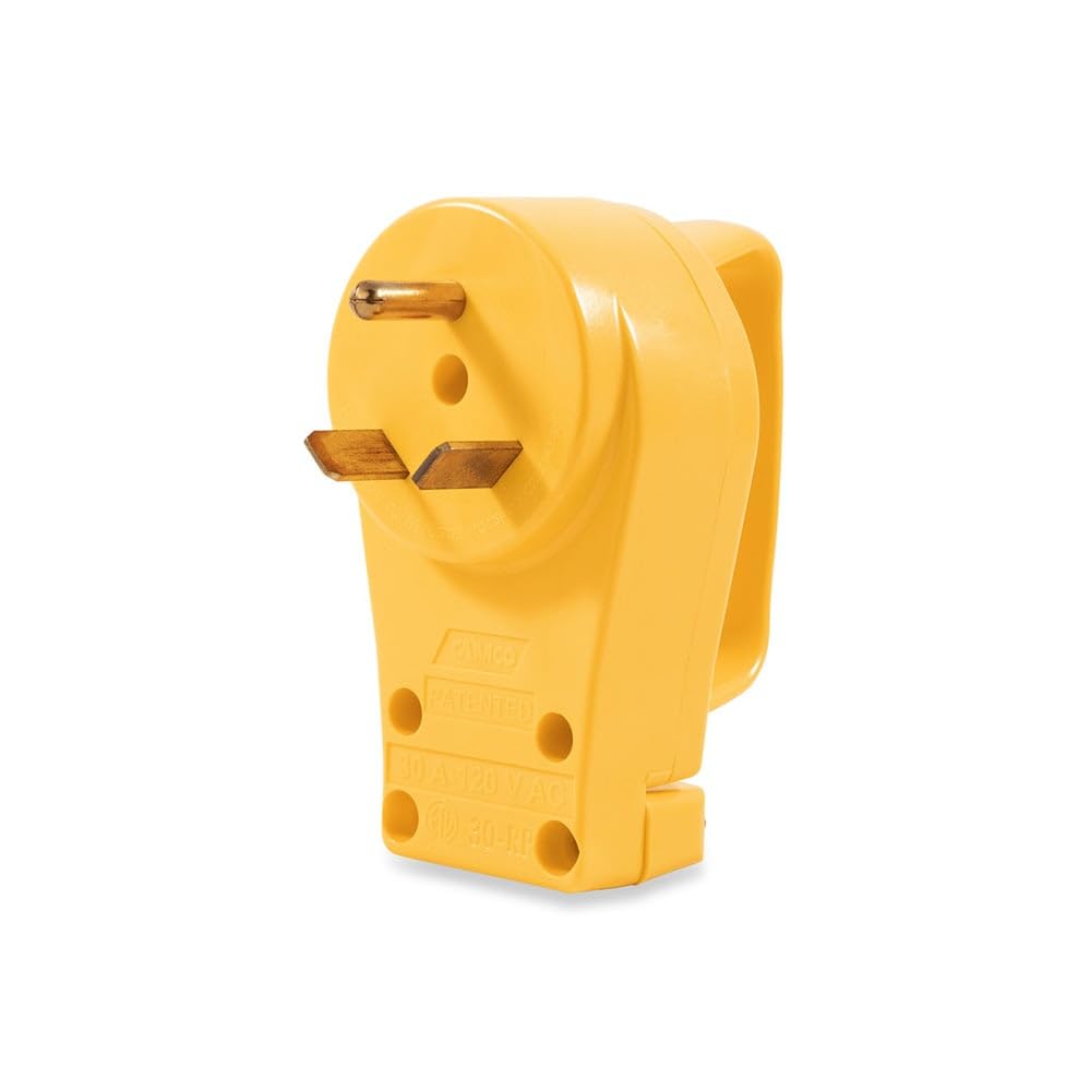 Camco PowerGrip handle close-up showing textured grip for easier unplugging