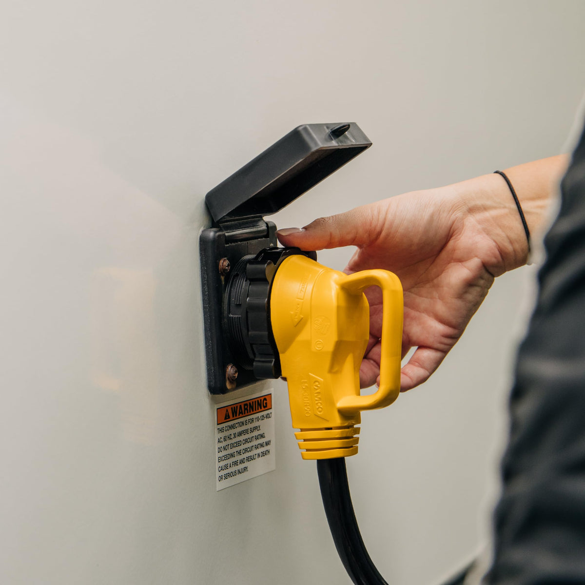 Camco PowerGrip easy-grip handle close-up for secure, effortless turns