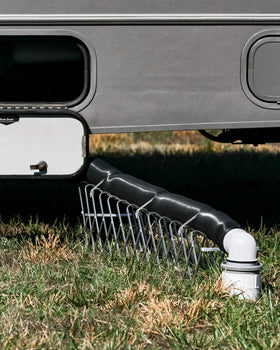 Camco close-up of pre-attached fittings showing unobstructed flow