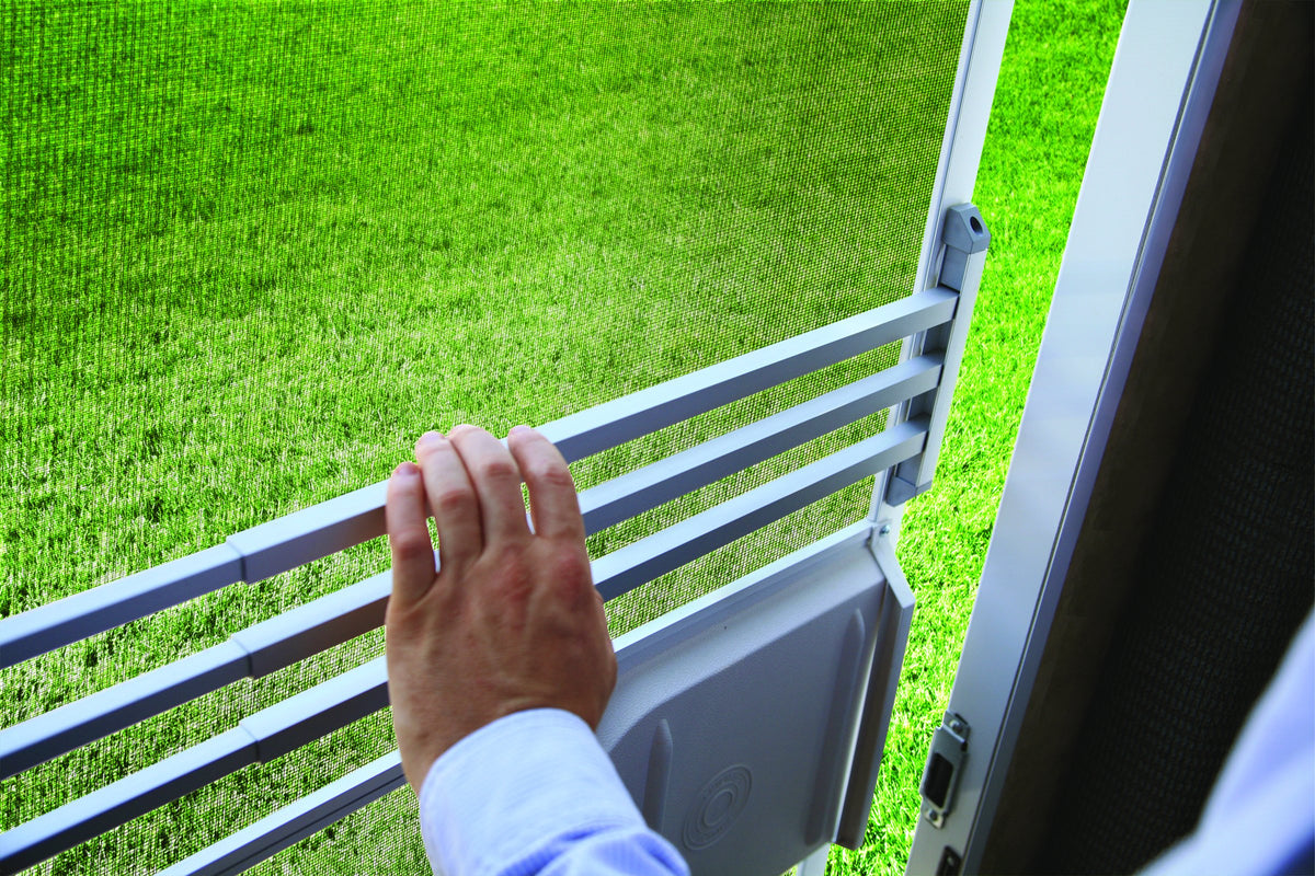 Camco push bar label and finish detail emphasizing corrosion-resistant coating