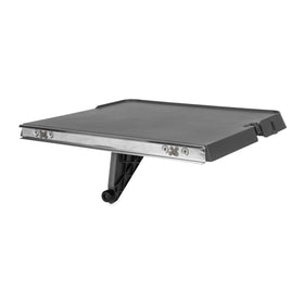 Camco front view of rail mount table showing flat surface and charcoal finish benefit organization