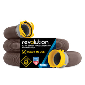 Camco Revolution front packaging showing full kit and features for quick setup