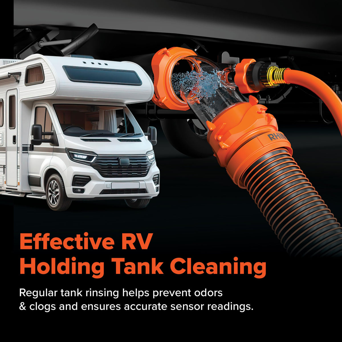 Camco Rhino Blaster vacuum breaker detail highlighting backflow protection benefit