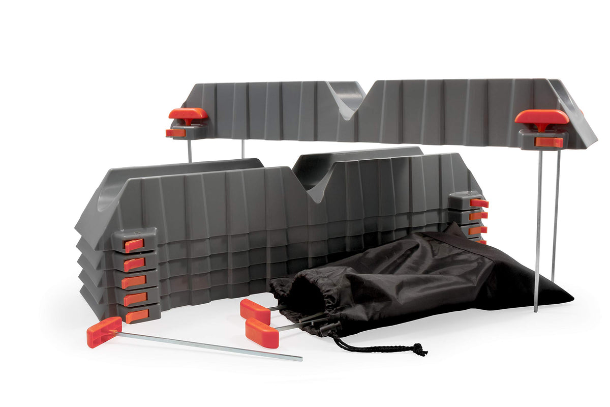 Camco front view of six-trough support showing tidy hose routing benefit