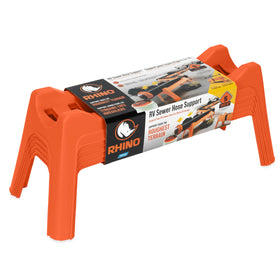 Camco Rhino front view showing five support sections and stable hose routing benefit