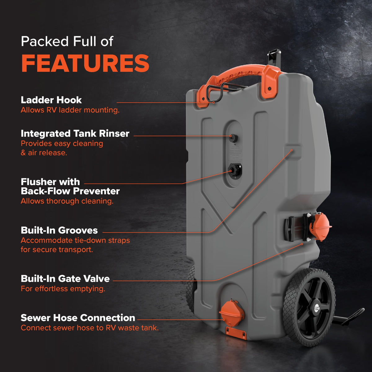 Camco Rhino interior rinser closeup demonstrating efficient cleaning
