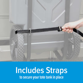 Camco Rhino straps and buckle detail ensuring tank stability