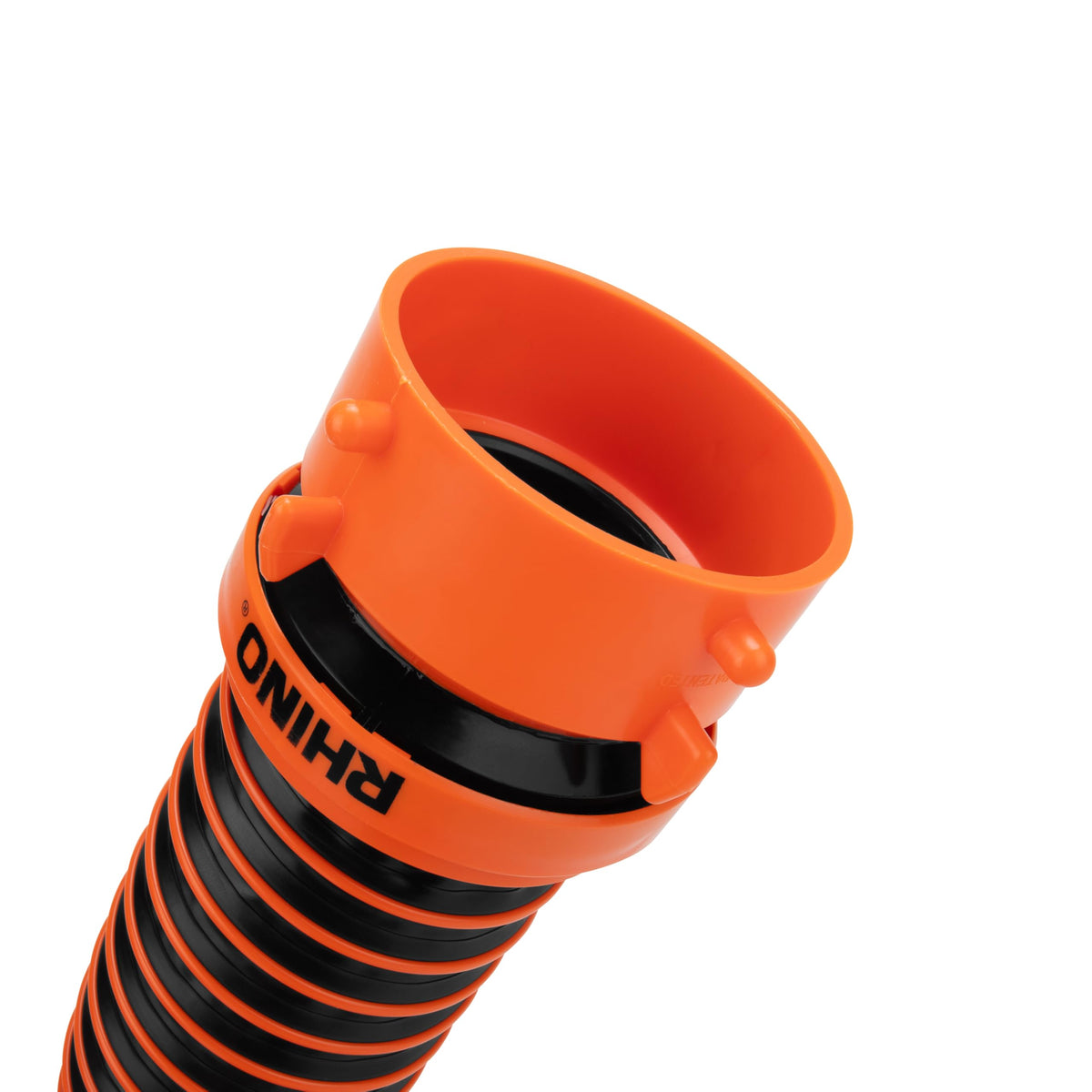 Camco RhinoEXTREME compressed in RV bumper demonstrating compact storage benefit