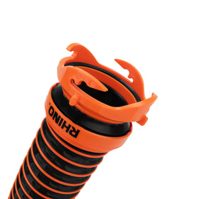 Camco RhinoEXTREME connected at dump station showing stable leak-free setup
