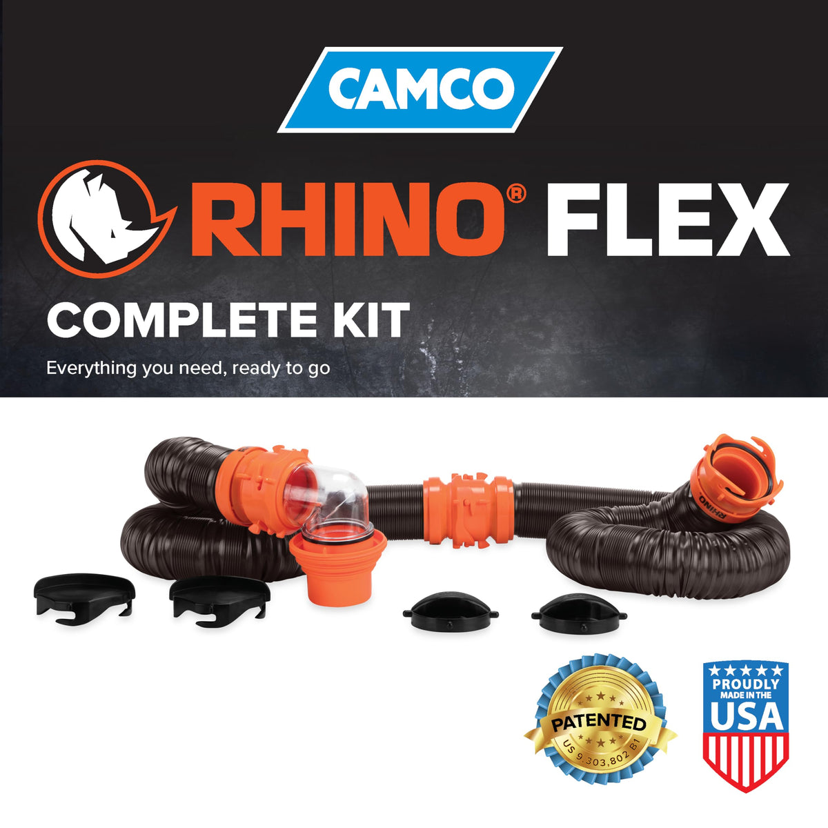 Camco RhinoFLEX 4-in-1 adapter compatibility display enabling multiple pedestal fits