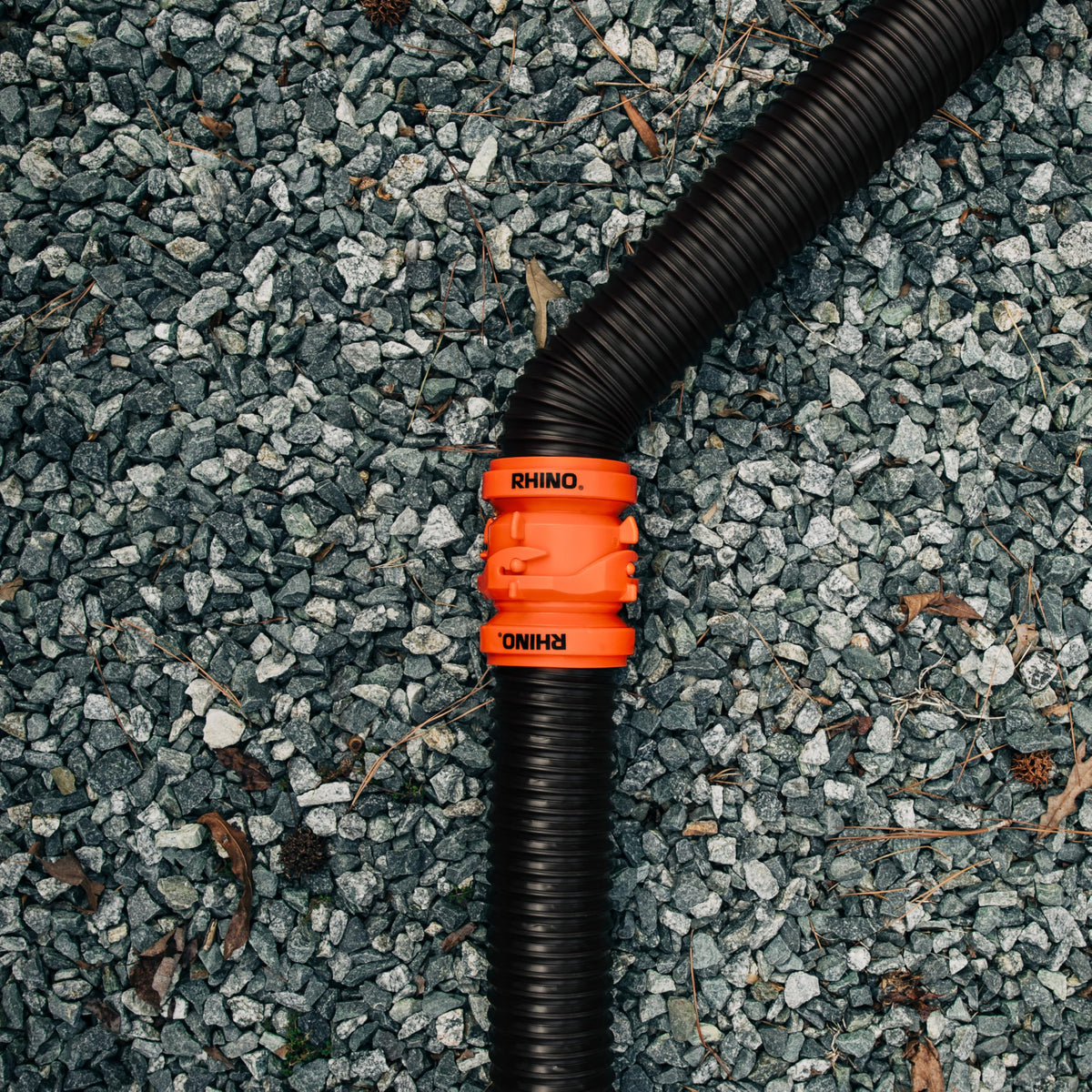 Camco RhinoFLEX close-up of swivel fitting demonstrating easy alignment