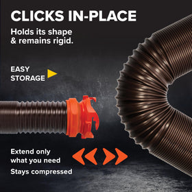 Camco RhinoFLEX swivel fitting detail demonstrating leak-resistant connection benefit