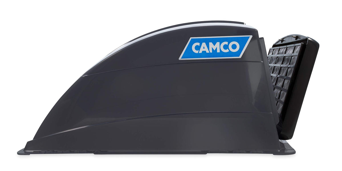 Camco vent cover installed with open vent showing continuous airflow benefit