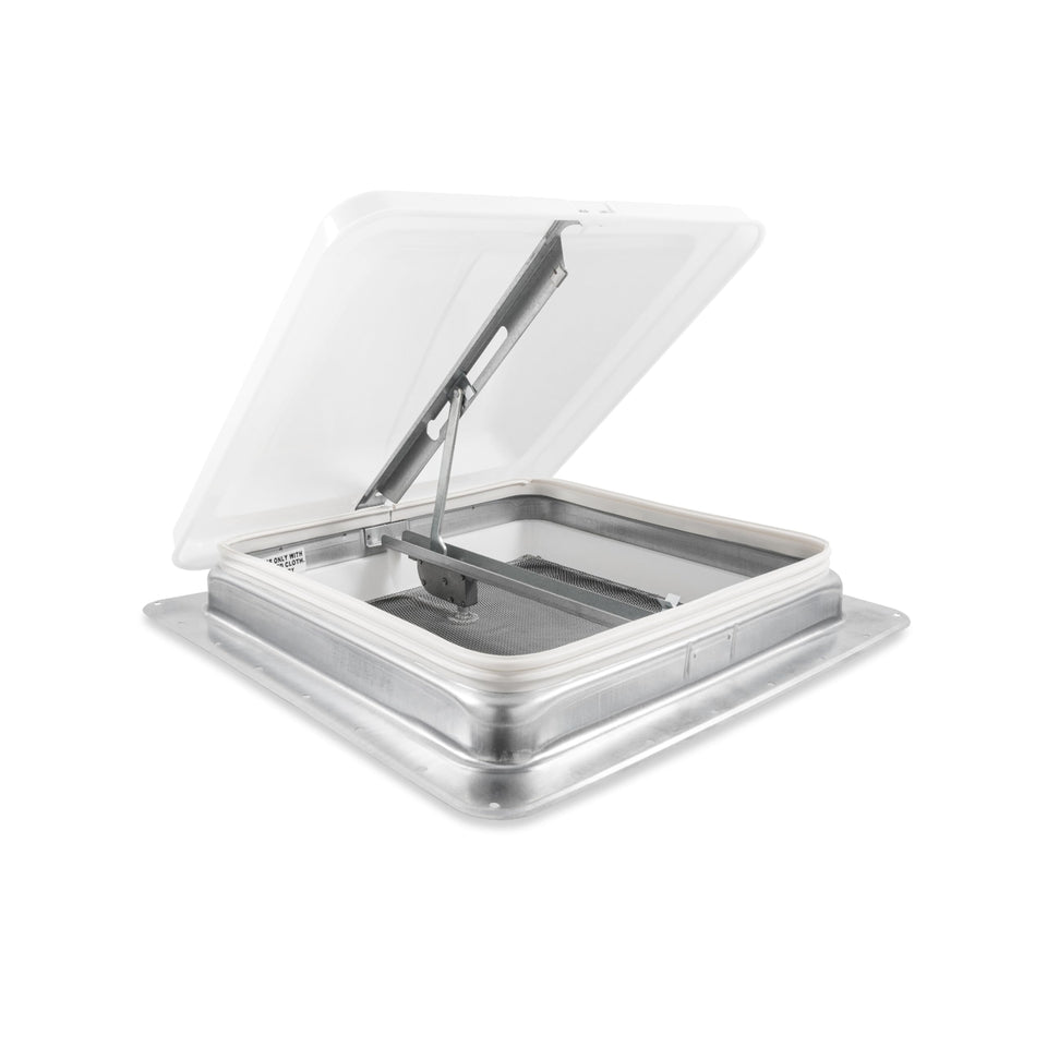 Camco roof vent front view showing clean fit and durable construction benefits