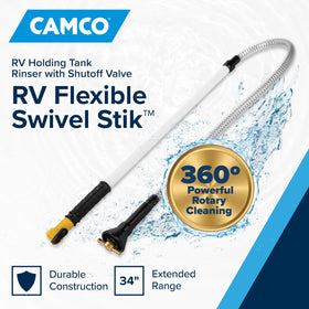 Camco close-up rotary nozzle showing jet action for superior cleaning