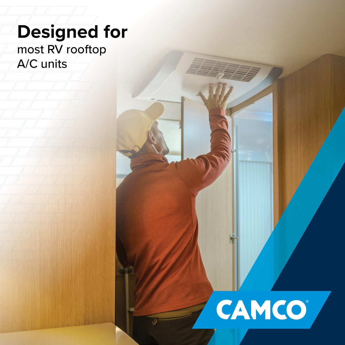 Camco scale comparison of AC flange with kit showing sizing clarity