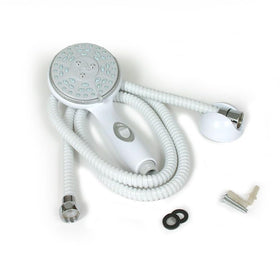 Camco 60-inch reinforced shower hose close-up highlighting kink-resistant construction