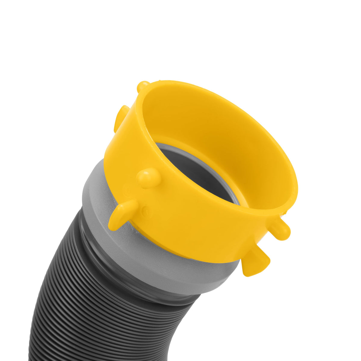 Camco hose length shown next to measuring tape, illustrating compact compressed size